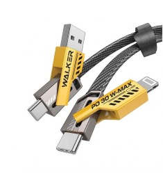 USB-кабель Walker C990 65W 4 в 1 (USB + Type-C  /  Type-C + Lightning) (Чорний)
